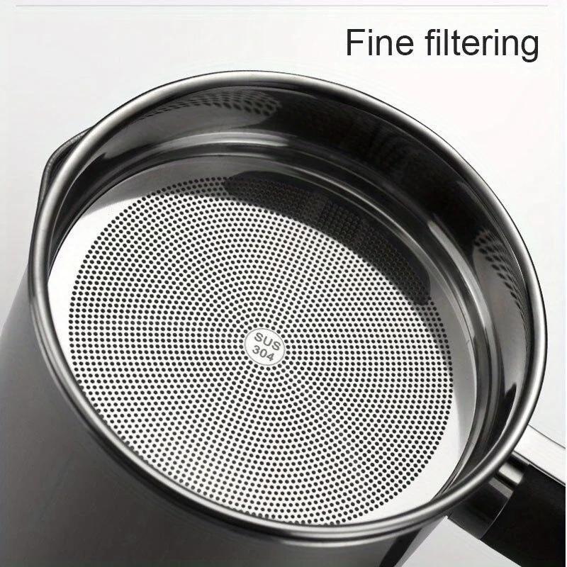 1pc Newly 3 in 1 Kitchen Stainless Steel Oil Filter Strainer Colander Reuse Fry Oil Can Pot Home
