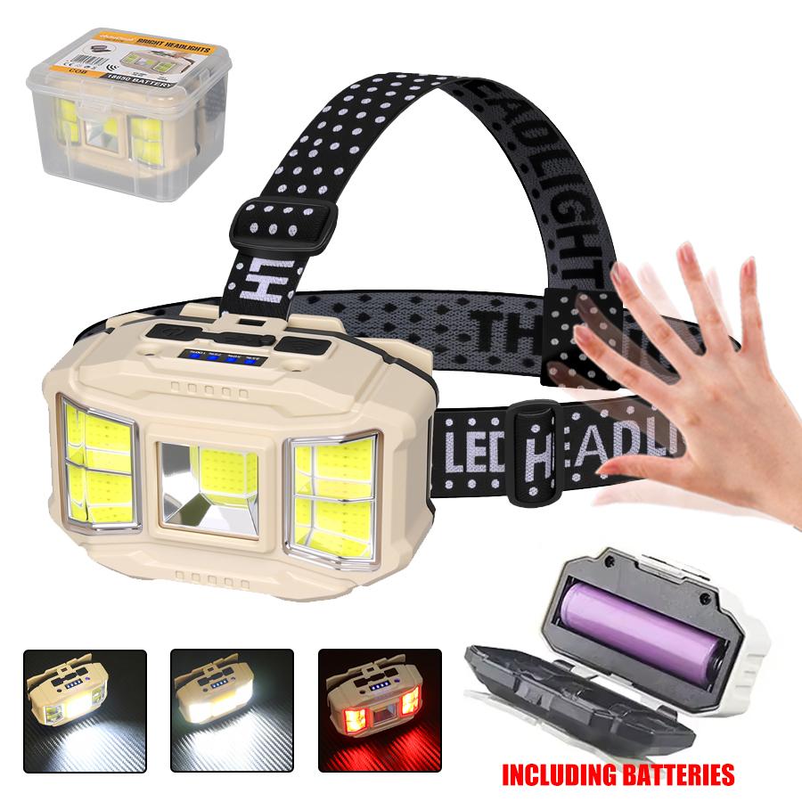 

Мощный светодиодный индукционный налобный фонарь с 4 режимами освещения, зарядка через Type-C, водонепроницаемый налобный фонарь для кемпинга и рыбалки