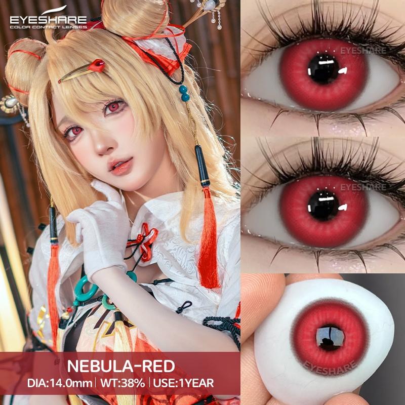 Eyeshare 2 szt. Soczewki Cosplay Seria Madryt Czerwone Oczy Niebieskie Źrenice Brązowe Soczewki Naturalne Roczne Kosmetyczne