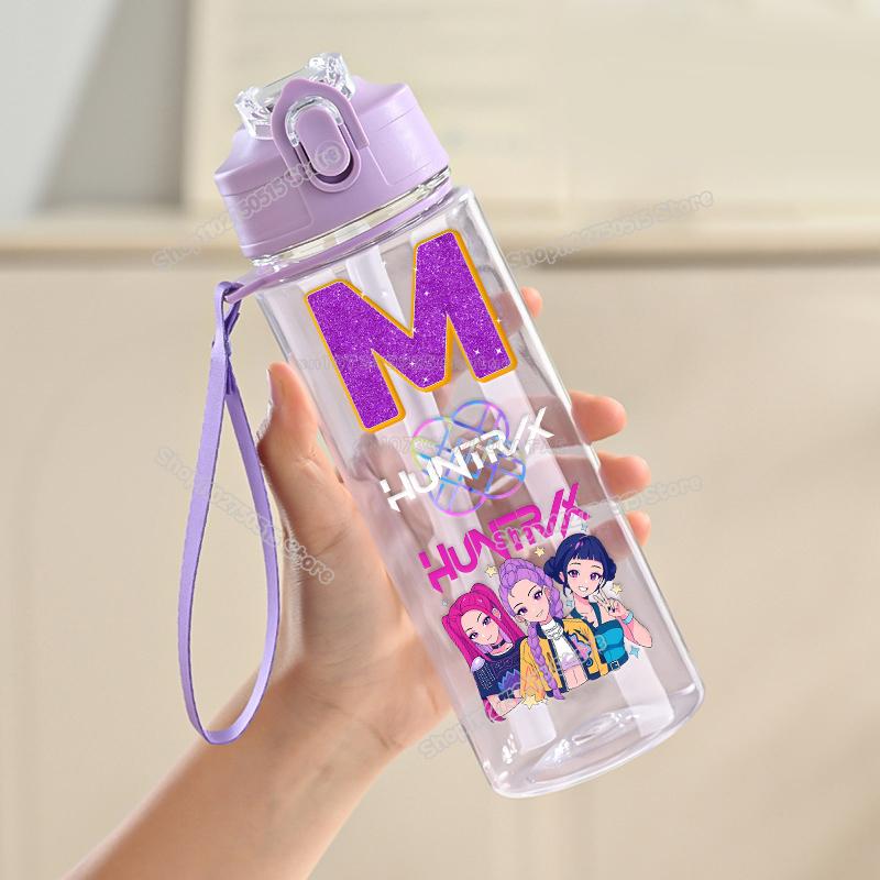 900ml KPop Łowcy Demonów List Butelka na Wodę Rumi Mira Zoey Dziewczęca Szkolna Kubek na Napoje Duża Pojemność Dziecięca Sportowa Outdoorowa Butelka ze Słomką