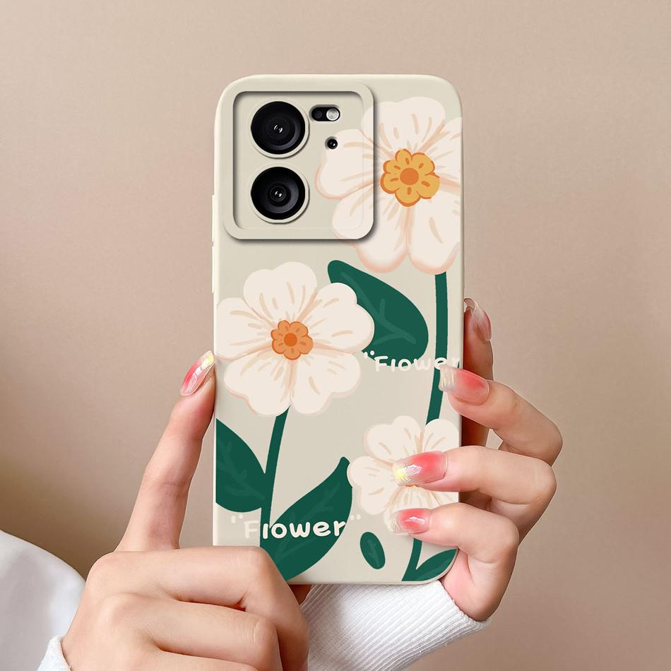 Case For Xiaomi 13T Pro Candy Painted Flowers Phone Cover For Xiaomi 13 T 13TPro Soft Liquid Silicone Shockproof Bumper Coque