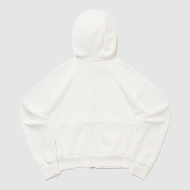 LECOQ Women'S Double Tension 2.0 Loose Fit Semi-Crop Zip-Up Hoodie - Cream Qr122Oft11