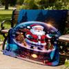 1pc Snow Globe Santa Claus Outdoor Flannel Blanket Soft All Season Polyester Throw , Perfect for Picnics & Travel , Picnic Accessory