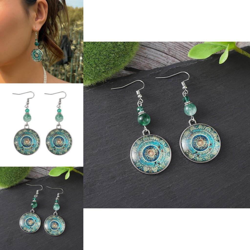Artistic Floral Pattern Long Pendant Earrings With Retro Ethnic Vibes Perfect For Women