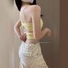 2025 Women's Yellow Backless Camisole with Bra Pads - Autumn Collection