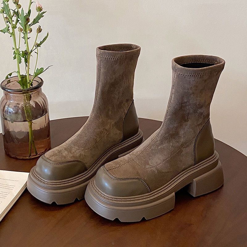 

Maillard Fashion Elastic Martin Boots Women s Autumn 2025 New Retro Versatile Skinny Short Skinny Boots 35 коричневый