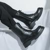 Herren Retro Punk Stiefel mit dicker Sohle und Plateau Jockey Stiefel Street Style Motorradstiefel Coole hohe Stiefel Übergröße