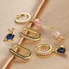 3PCS/Set Fashion Waterdrop Shape Zircon Hoop Earrings For Women Delicate Triangle Shaped Flower Stud Earrings Piercing Jewelry
