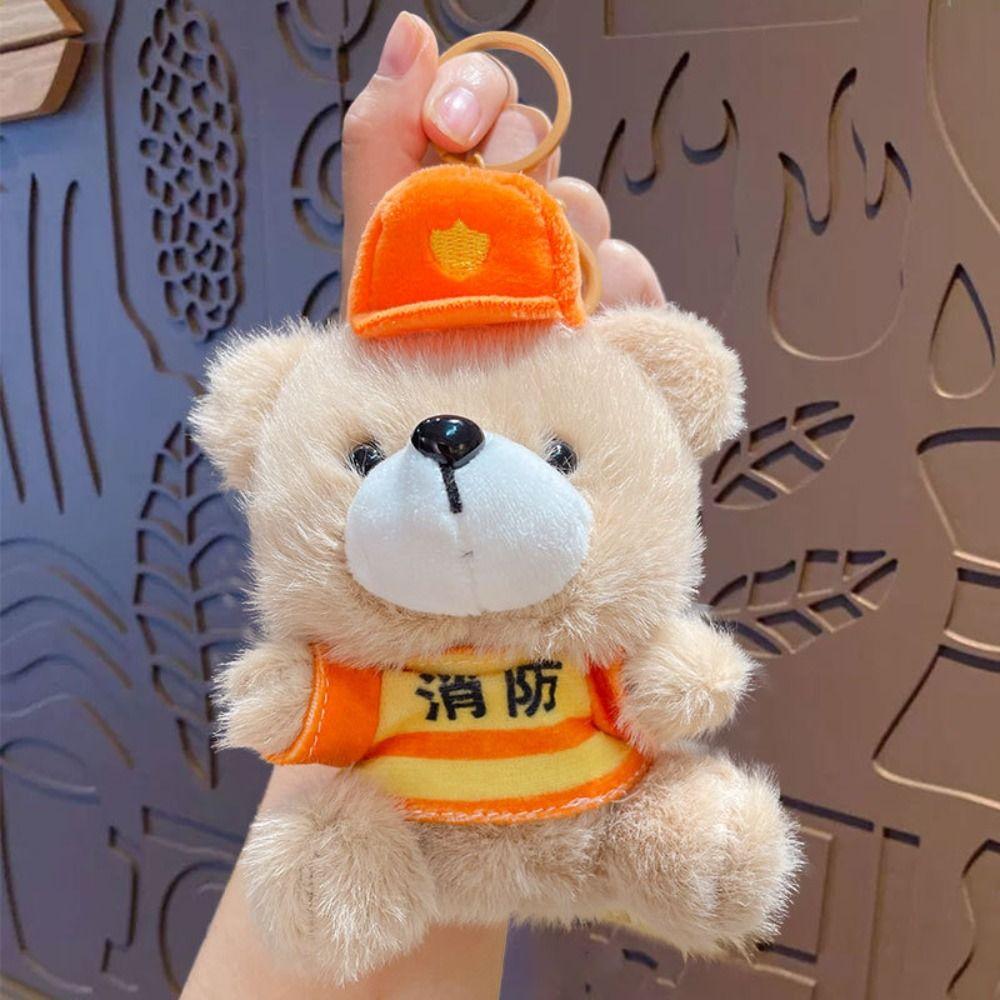 Cartoon Traffic Bear Doll Keychain Cute Car Key Chain 3D Schoolbag Pendant  Student