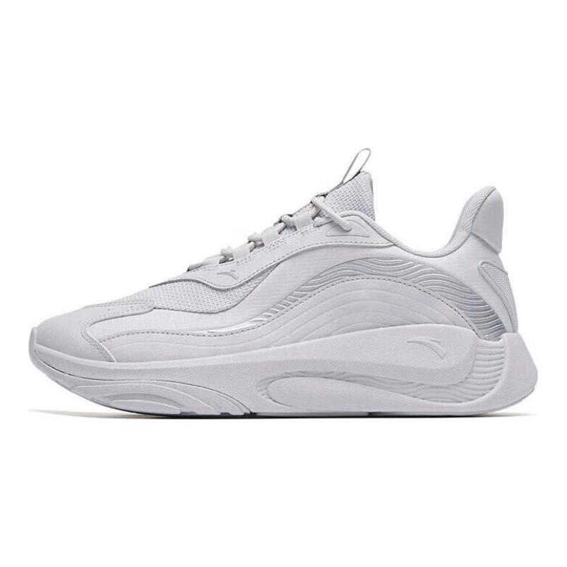 Anta Tide Worship Shock Absorption Non-Slip Wear-Resistant Low-Top Sports Casual Shoes Men Sneakers White Gray 112318840-2