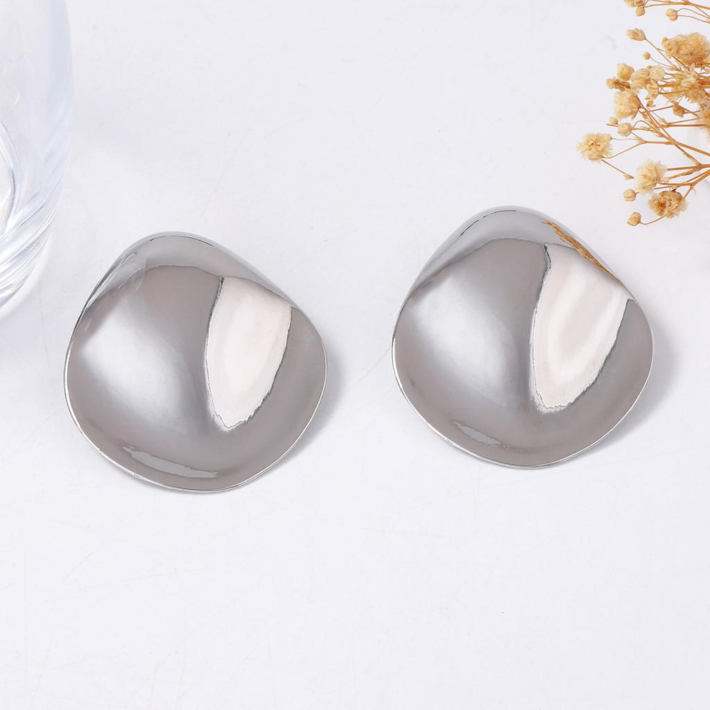 European and American simple and cold wind INS geometric smooth surface light luxury alloy heavy industry stud earrings retro casual earrings