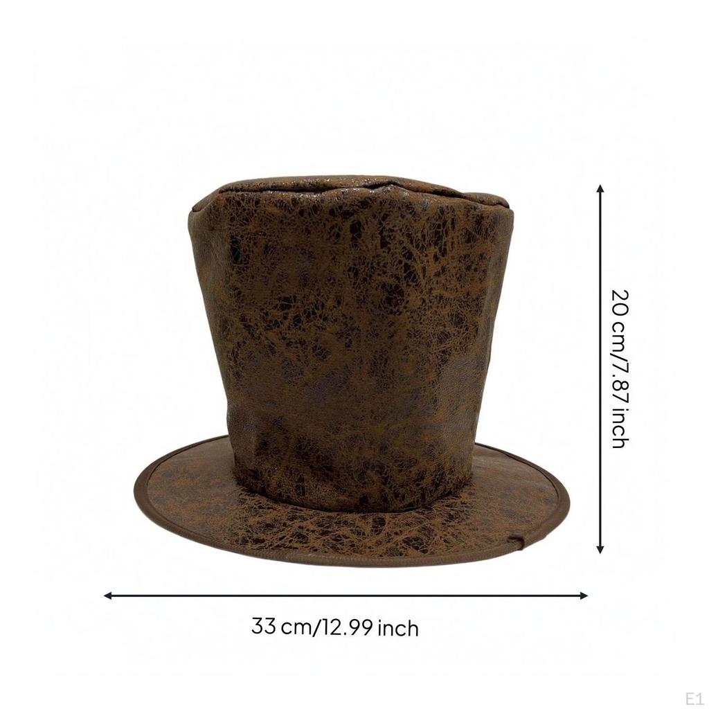 Tall Top Hat Stage Costume with Wide Brim Cylindrical Crown Headwear for Entertainers,
