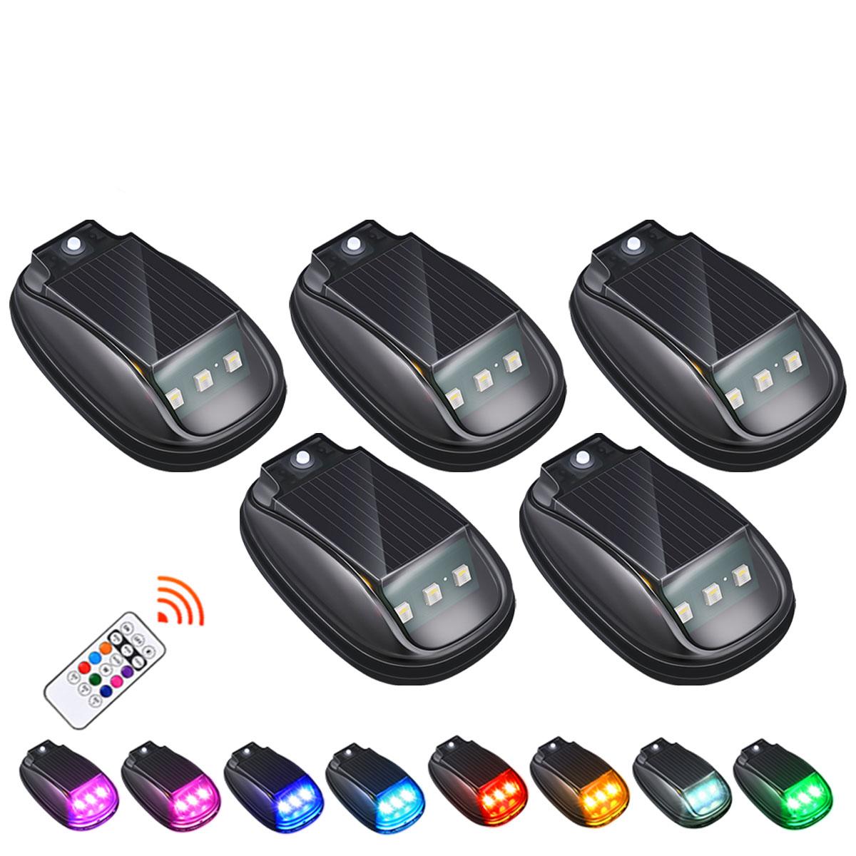

5in1 Solar RGB Led Strobe lights Light-Sensing Auto Roof Navigation Light Wireless LED Roof Decorative Light Security Warning li 5 IN 1