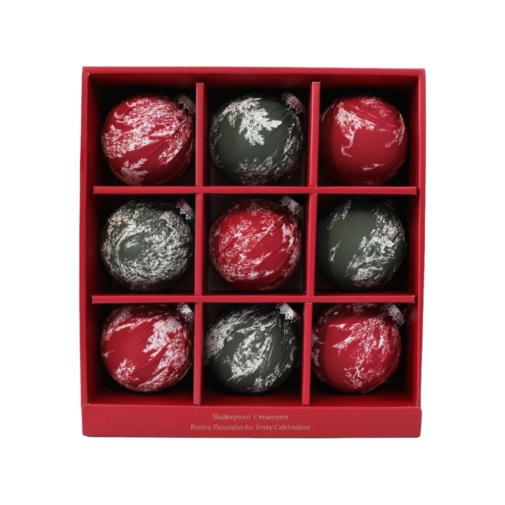 9Pcs Snowflake Painted Christmas Ball Ornaments Snowflake Christmas Ball Home Party Decor