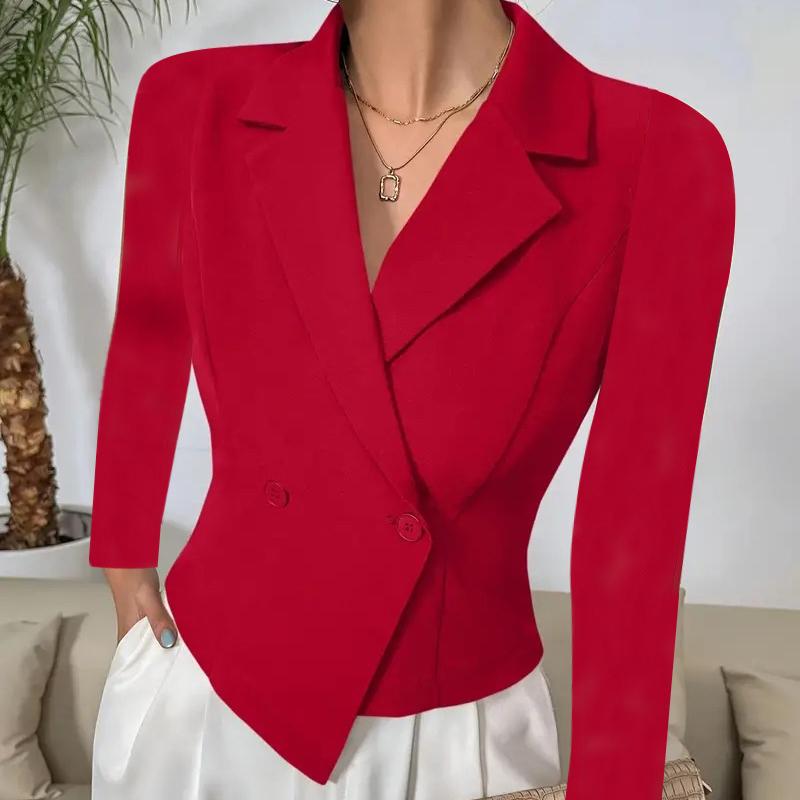 

Женские модные повседневные осенне-зимние однотонные рубашки-поло с длинным рукавом и принтом, блузки и рубашки XXL красный