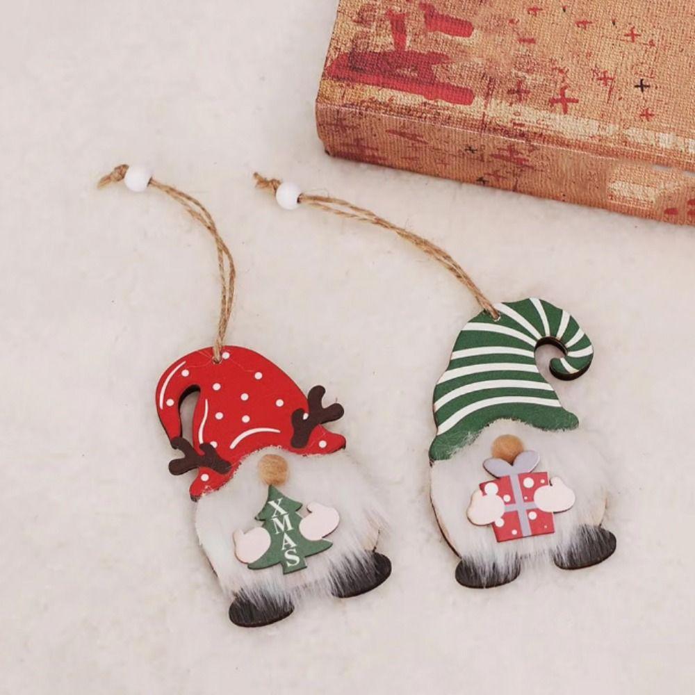 Cartoon Wooden Gnome Pendants Decorative Xmas Elf Doll Ornaments  Christmas Gift