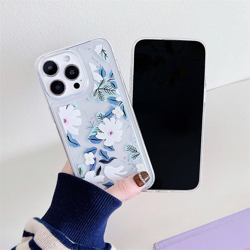 Flower Clear Phone Case For Iphone 15 14 Plus 13 12 11 Pro Max Shockproof Silicone Soft TPU Back Cover