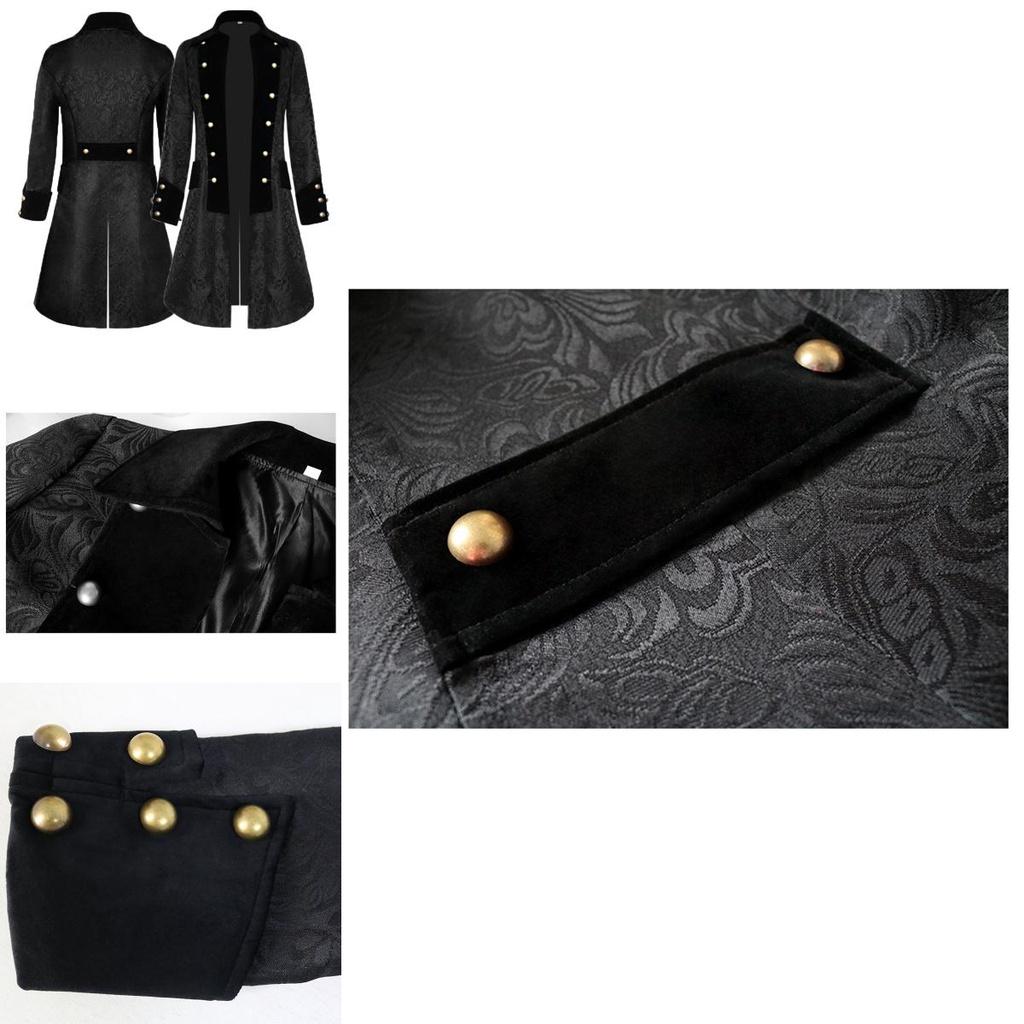 Elegant Medieval Costume Men Solid Color Jacquard Jacket Perfect For Halloween