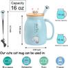 Kawaii Tea Cup Cute Cat Ceramic Coffee Mug with Kitty Lid and Spoon Japanese Style Novelty Gifts for Women Cat Lover Gifts 16oz