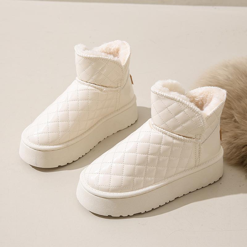 Heightened Thick-soled Snow Boots for Women 2025 Waterproof Winter New Popular Non-slip Thickened Leather Velvet Warm Cotton Shoes