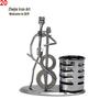 Band Little Iron Man Wrought Iron Figurine for Home Decor and Wine Cabinet Decoration