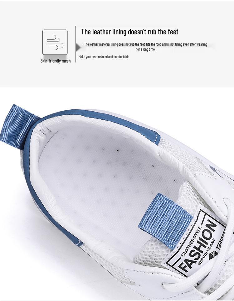 Men's Trendy 2025 White Breathable Mesh Sports Shoes - Summer Wear-Resistant Casual Sneakers