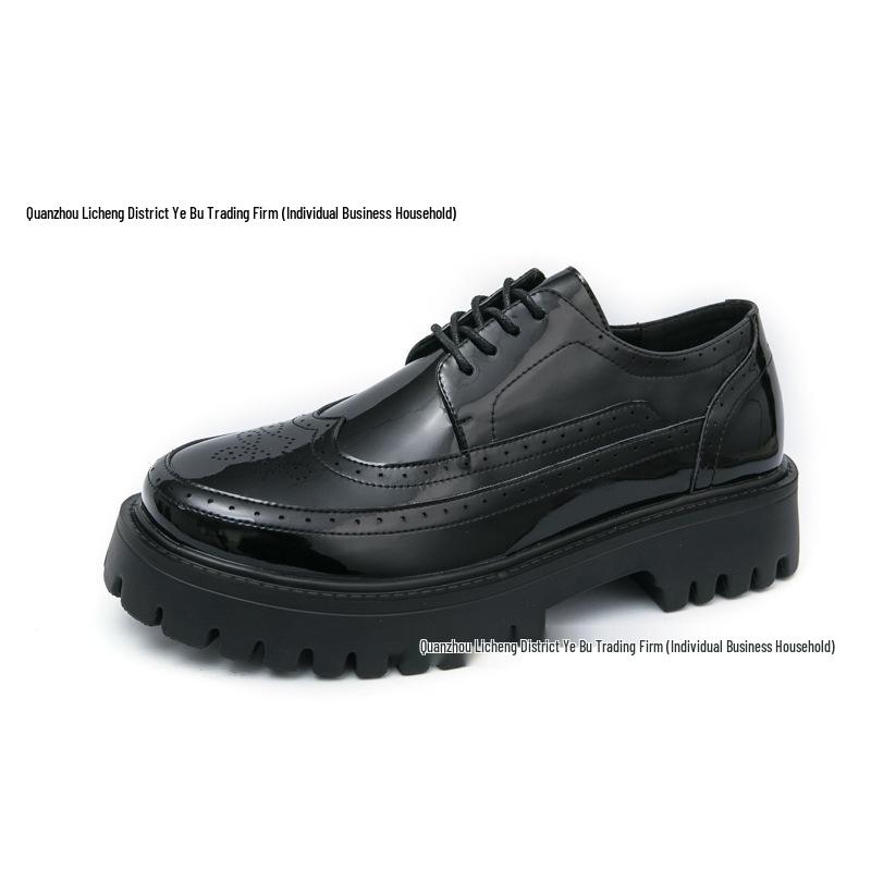 

Мужские резные лакированные кожаные туфли на платформе – Легкие, больших размеров, формальные и повседневные, с толстой подошвой US 8.5 чёрный