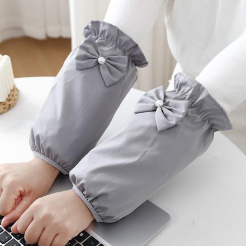 Autumn and Winter Sleeve Bow, Cute Anti-stain Sleeve Covers, Adult Home Anti-dirt Down Jacket Sleeve Covers, Bow Sleeve Covers