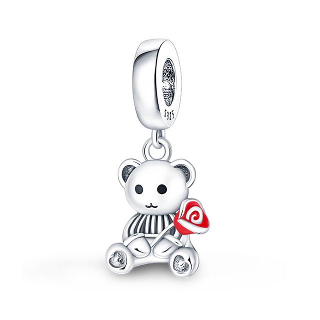 New 925 Sterling Silver Red Color Series Heart Shape Charms Beads Lucky Jewelry Gifts