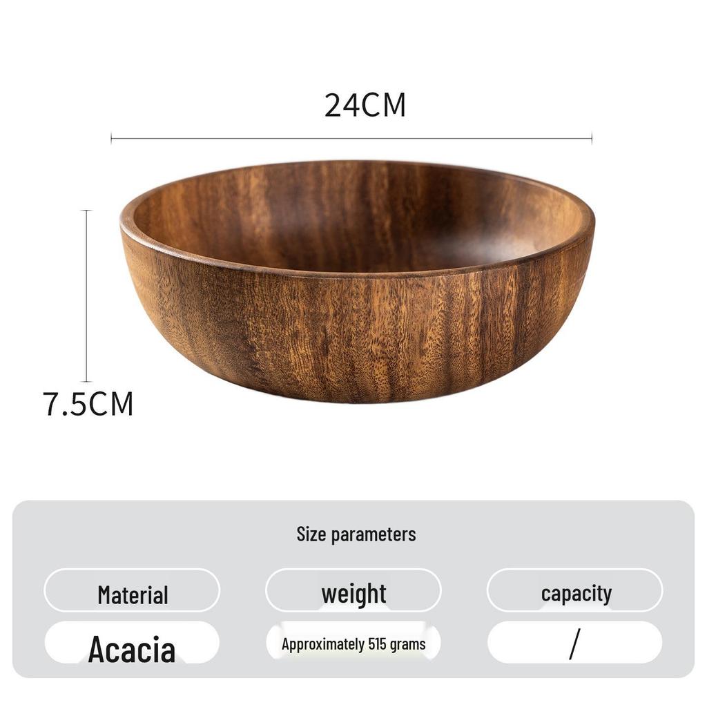 Large Japanese Acacia Wood Bowl - Salad, Rice, or Soup