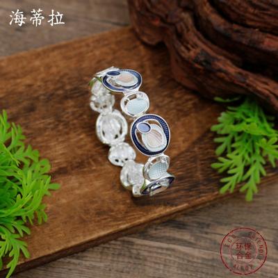 New Enamel Irregular Round Petal Elastic Bracelet Women's Creative Geometric Hollow Flower Bracelet