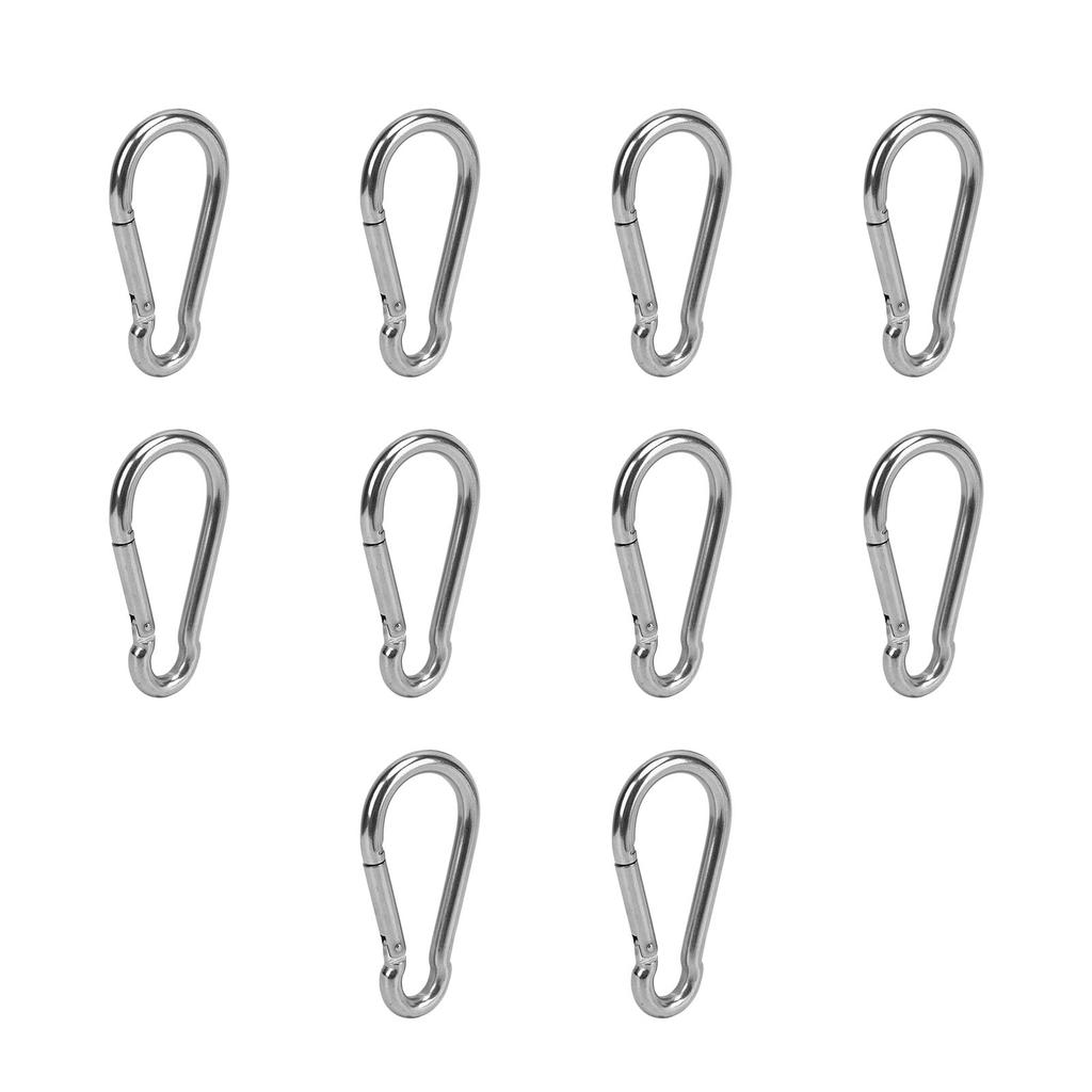 10Pcs Carabiner Clip Spring Snap Hook Stainless Steel Safety Buckle Lock for Hiking