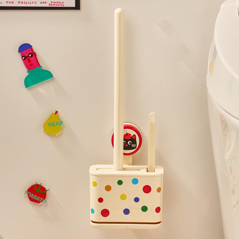 Suction Cup Toilet Brush Rack, No Need for Drilling, No Dead Corners, Household Toilet, Bathroom Brush and Toilet Bowl Cleaning Set