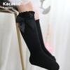 Girls' Bow Mid-Calf Cotton Socks - Cute Solid Colors for Spring & Autumn