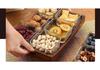 Luxury Glass Walnut Fruit & Snack Plate with Candy Compartments for Living Room Coffee Table
