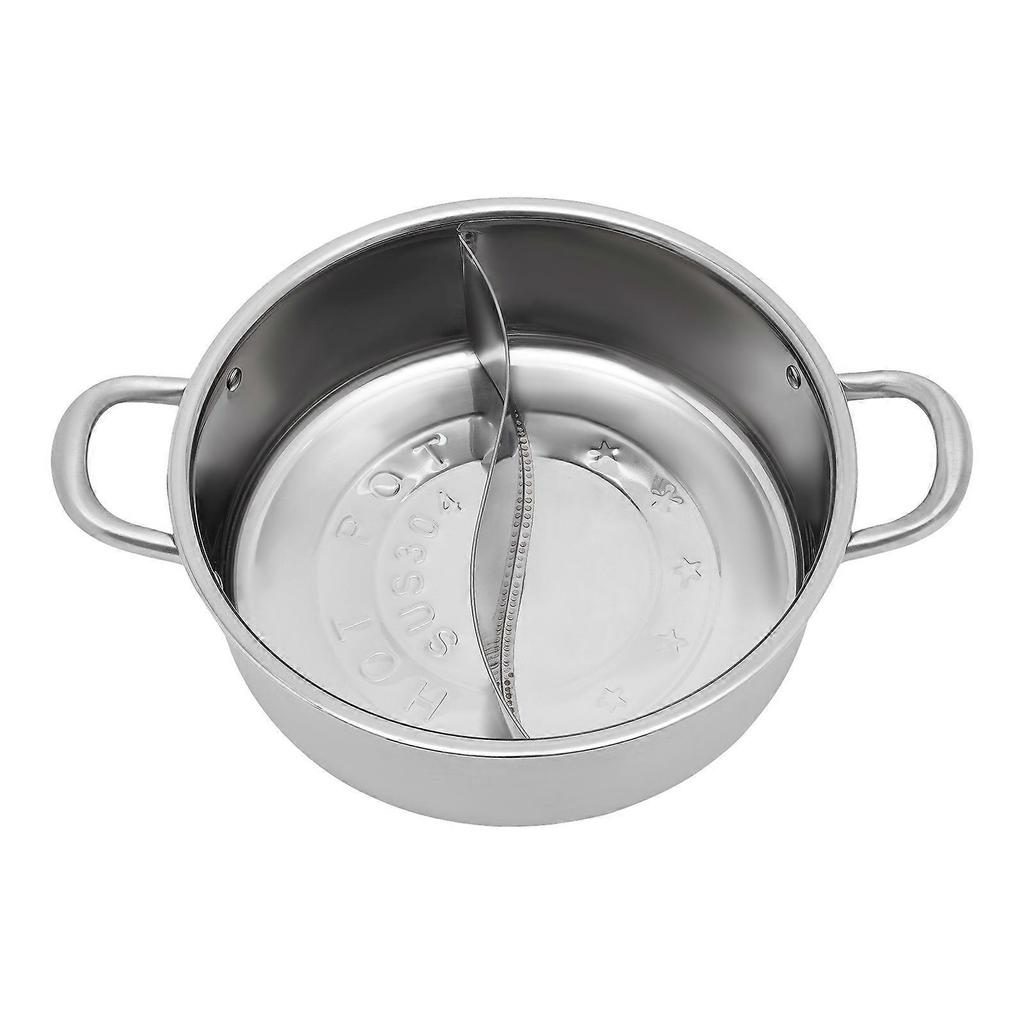 28cm Stainless Steel Hot Pot with Divider Pot with Glass Lid Hot Pot with Spoon/ Leaky Spoon