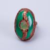 Pierre Calcédoine Verte Cuivre Éternité Fait Main Fabriqué à la Main Bague Électroformée V-63