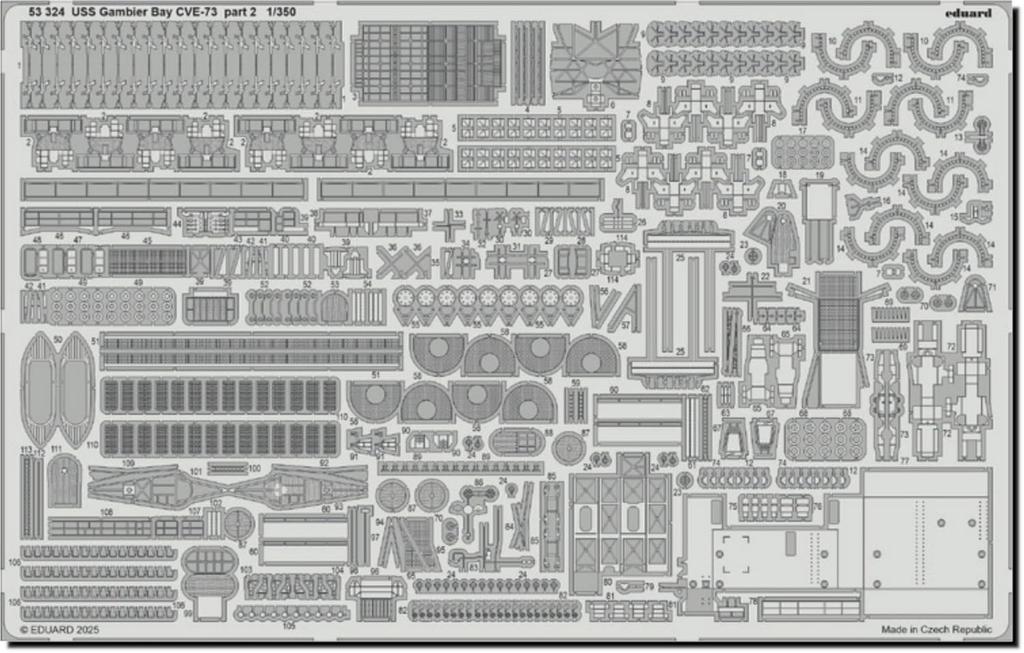 Eduard USS Gambier Bay Partea 2 Piese Fotopezate Piese Model Plastic EDU53324 1/350 CVE-73 (pentru Hasegawa) (Navă)