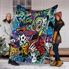 Graffiti Print Blanket Soft Comfortable All Seasons Suitable Sofa Office Nap Travel Birthday Gift Christmas Present