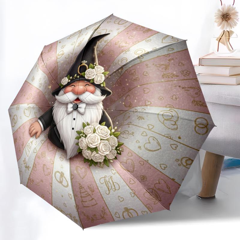 1 st Automatiskt Fällbart Paraply - Tecknat Mönster, Bärbar & Vikbar Design med 8 Ribbor, Jul- Födelsedagspresenter