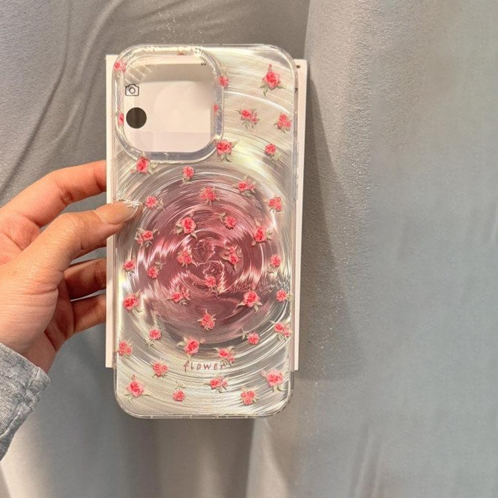 Iridescent Glossy Phone Case for iPhone 11 13 14 15 16 17 Pro 17 13 14 15 Pro Max High Quality Fantasy Floral Style Full Protection Shell