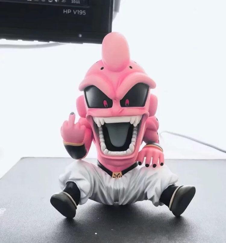 Design Intemporel Dragon Ball Z Super Saiyan Kid Buu Doigt d'Honneur Vertical Figurine en PVC