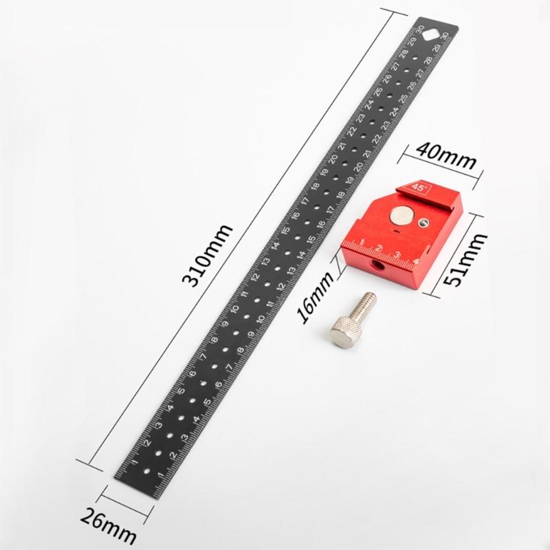Aluminum Alloy Magnetic Line Limit Ruler Lightweight Marking Gauge Metal Square for DIY Projects & Hardware Installation