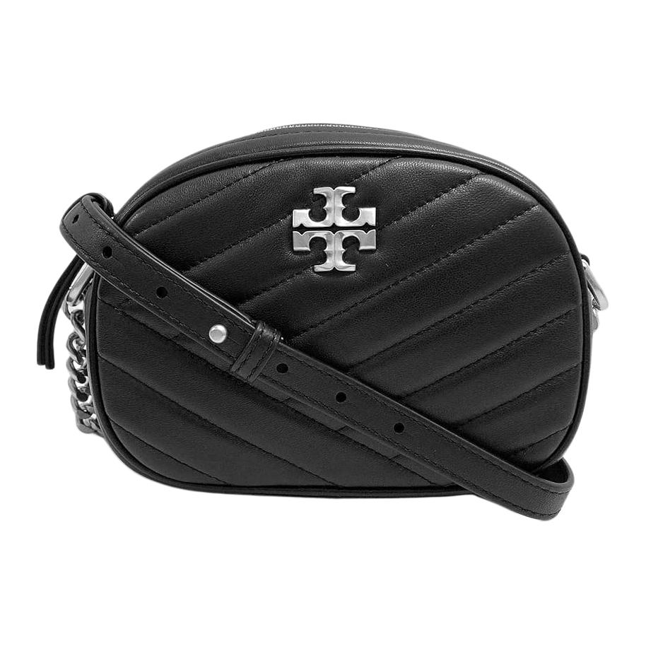 Tory Burch Kira Silver Buckle Quilted Leather Camera Bag Crossbody Shoulder Bag Women bags Black 90450-002