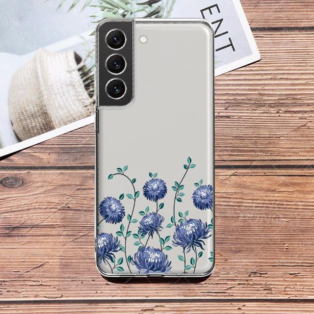 

Прозрачный чехол с синим цветком и стрекозой для Samsung Galaxy S23 S22 S21 S20 Fe Ultra S10 S9 S8 Plus 10e S10lite Note 10plus 20ultra Samsung S9