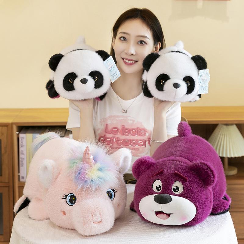 New Creative Flip Panda Turned Into Unicorn Strawberry Bear Doll Children's Accompanying Doll Plush Toy Gift