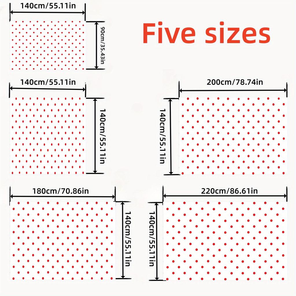 Charming Red Polka Dot Print Tablecloth, Classic White Base Table Cover for Dining, Tea Table & Festive Party Decor