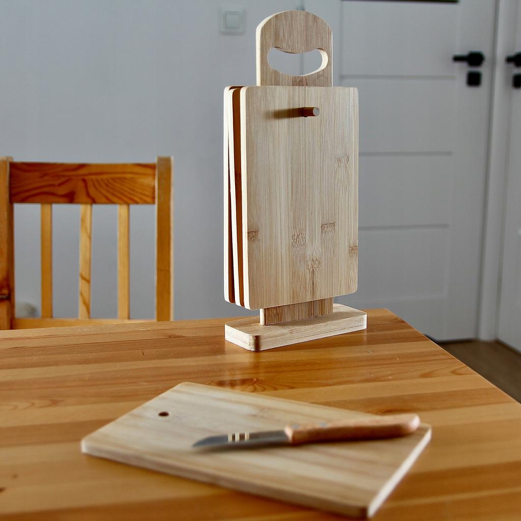 Cutting Boards Set Of 4 Bamboo Kitchen Boards + Wooden Stand