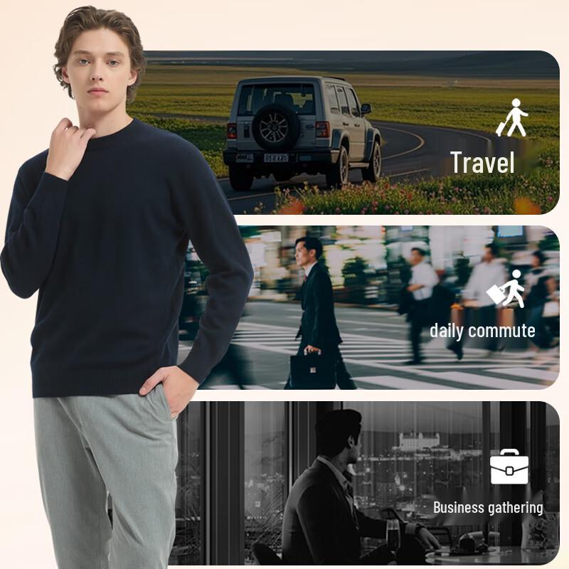 Caiyang Hengyuanxiang Men's Pure Cashmere Pullover Sweater