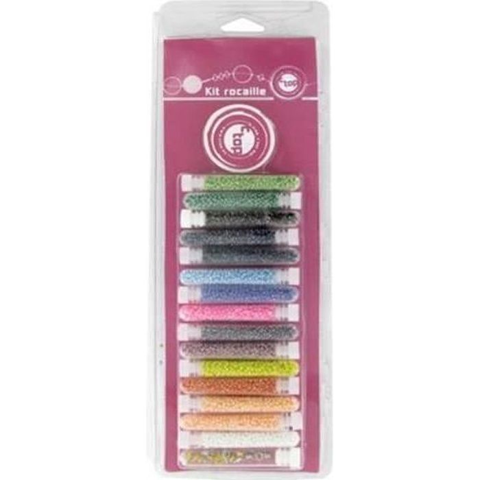 Set de perles - Multicolore - 15 tubes - Fil nylon 25m - 12 fermoirs - Pour enfants à partir de 8 ans